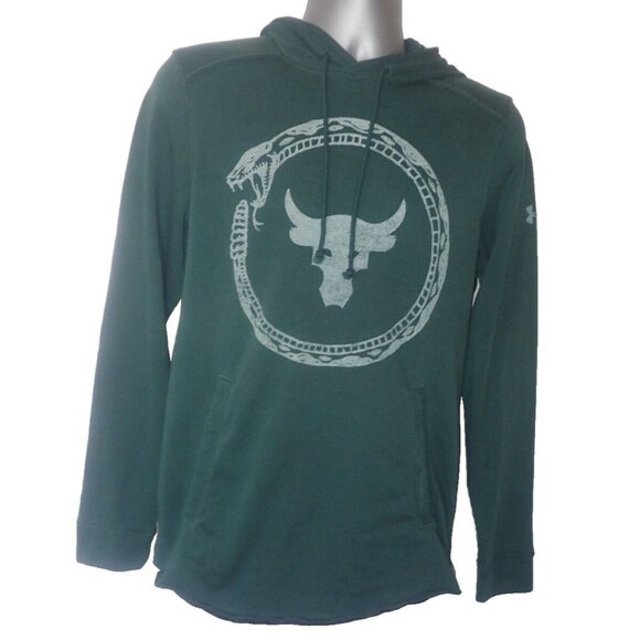 Under‎ Armour The Rock Hoodie Sweatshirt Mens S Green Logo Loose Fit Athletic - Picture 1 of 9